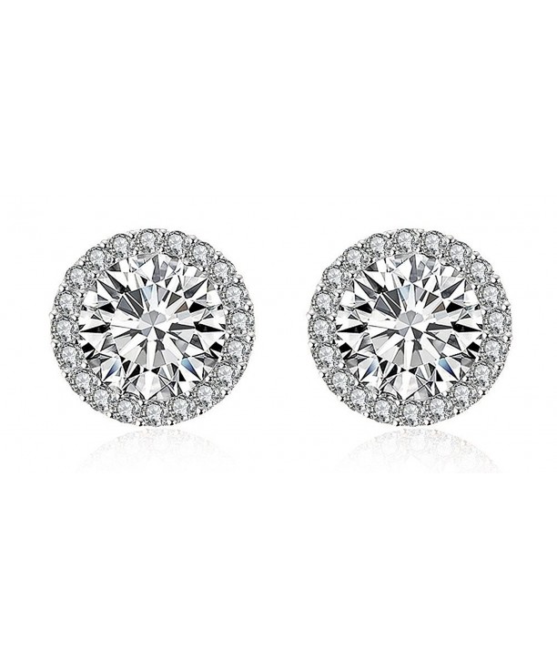 Mealove White Plated Zirconia Earrings