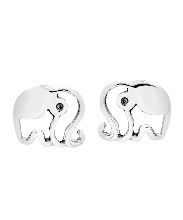 Elephant Silhouette Sterling Silver Earrings