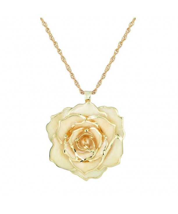 30mm Golden Necklace Chain with 24k Gold Dipped Real Rose Pendant Gift ...