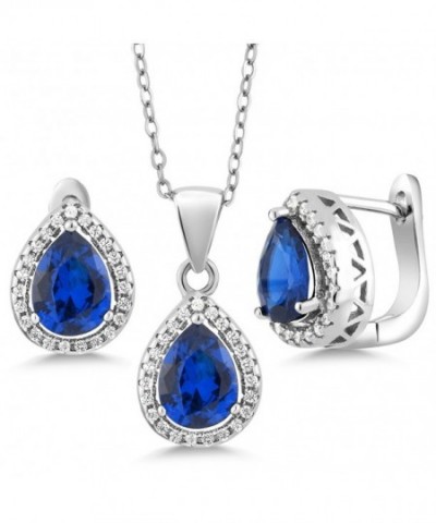 Simulated Sapphire Sterling Pendant Earrings