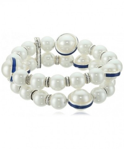 Napier Silver Tone White Stretch Bracelet