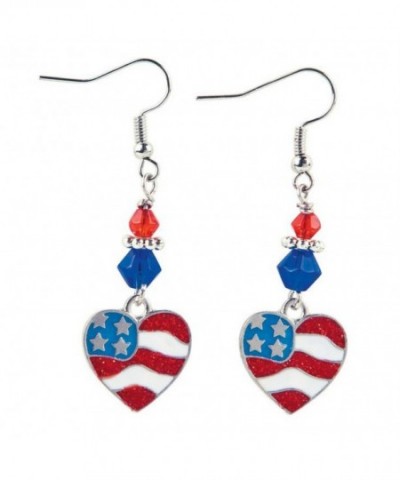 Patriotic Heart Dangle Earrings Jewelry