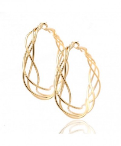 Twisted Link Hoop Earrings Plated