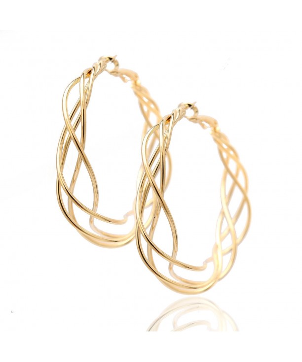 Twisted Link Hoop Earrings Plated