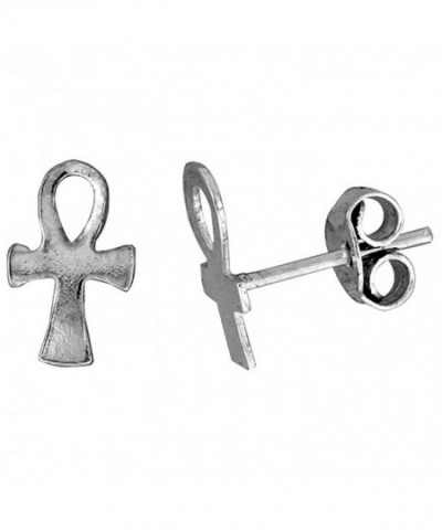 Tiny Sterling Silver Ankh Earrings