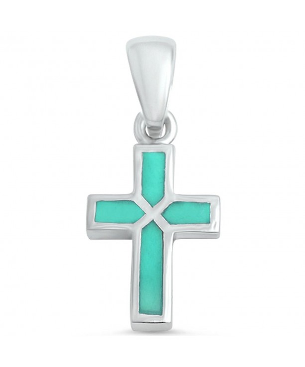 Turquoise Cross Sterling Silver Pendant