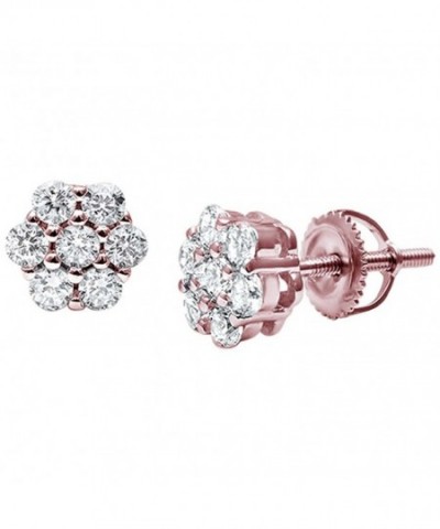 Cluster Earrings Zirconia Sterling Screwback