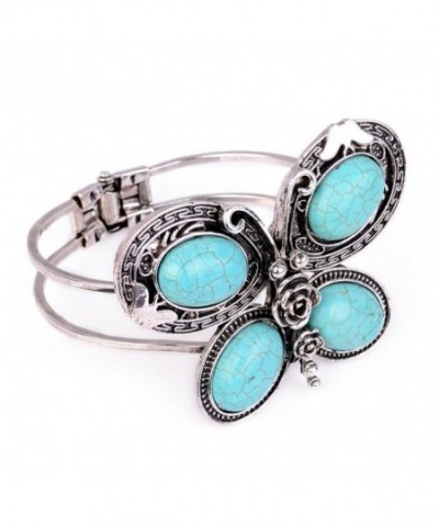 Womens Butterfly Cracked Turquoise Embellished