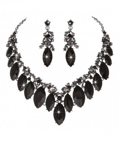 Youfir Luxurious Rhinstone Necklace Earrings