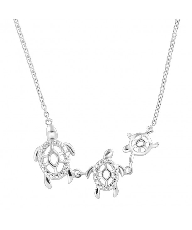 Turtle Family Necklace Zirconia Sterling