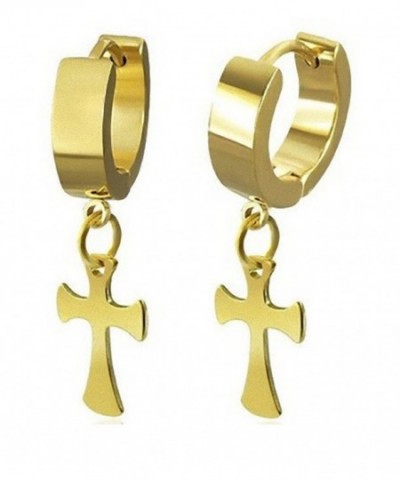 Stainless Steel Goldtone Huggie Earrings