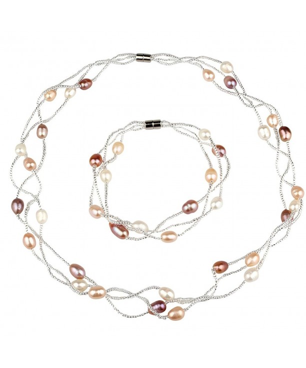 Multi Lavender Braided Necklace Bracelet