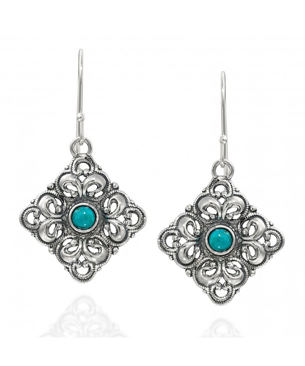 Sterling Turquoise Filigree Earrings Jewelry