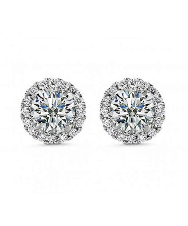 Round Cubic Zirconia Earrings Screw