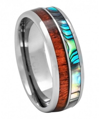 Tungsten Hawaiian Abalone Inlay Wedding