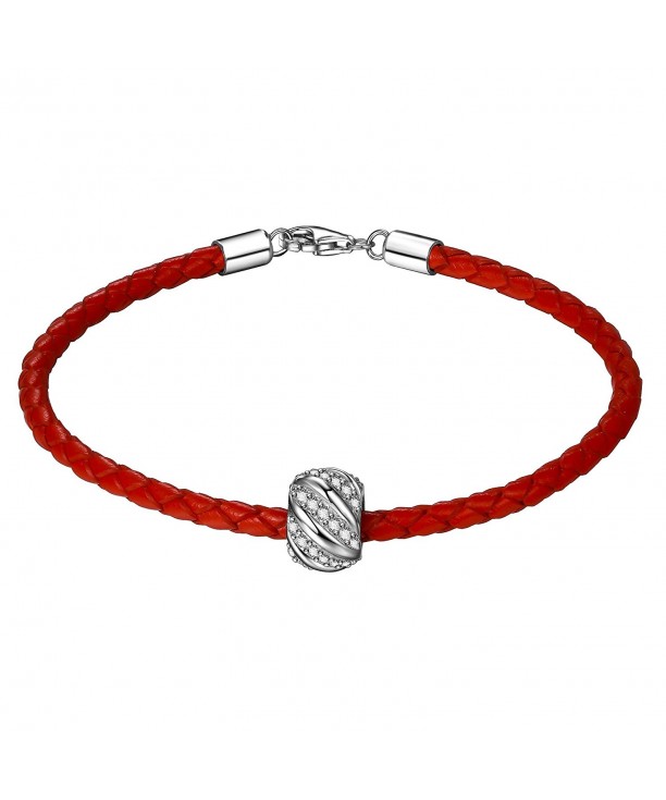 ZENI Leather Bracelet Sterling Zirconia