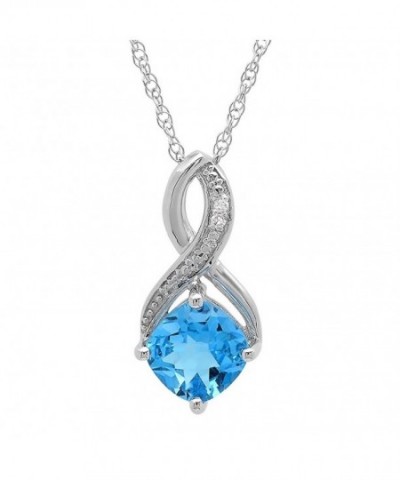 Swiss Diamond Pendant Necklace Sterling Silver