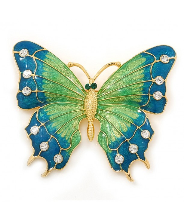 Oversized Green Enamel Butterfly Brooch