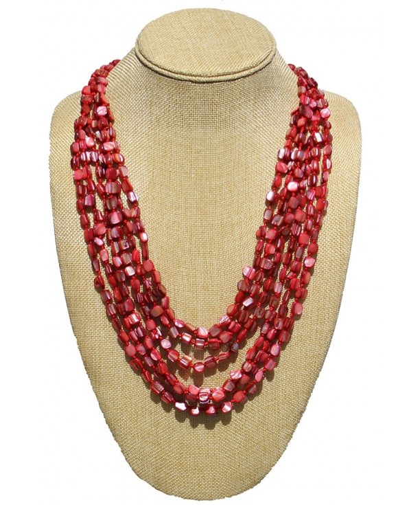 Multi Strand Shell Necklace Coral