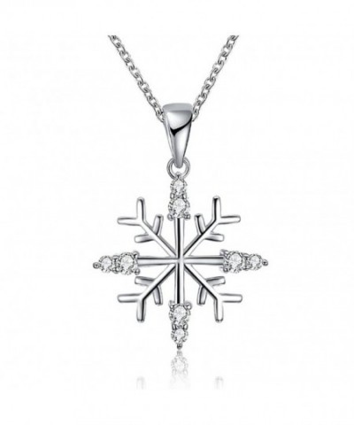 Christmas Necklace Zirconia Snowflakes Silver