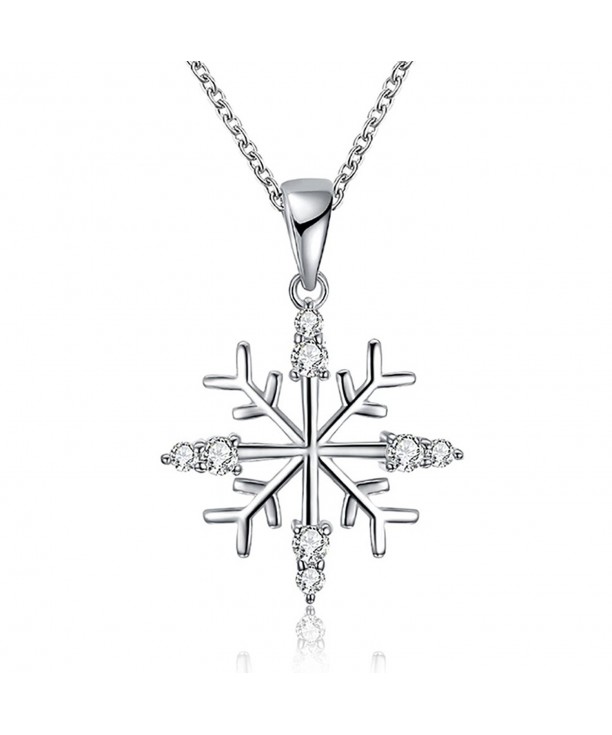 Christmas Necklace Zirconia Snowflakes Silver