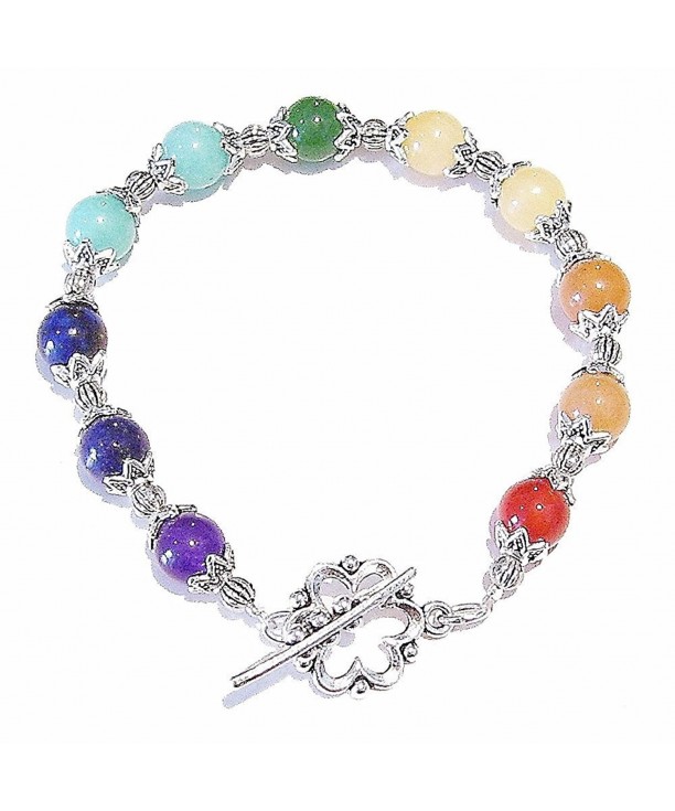 Semi precious Gemstone Silver Tone Meditation Bracelet