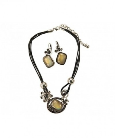 Womens Fashion Flower Necklace Earrings