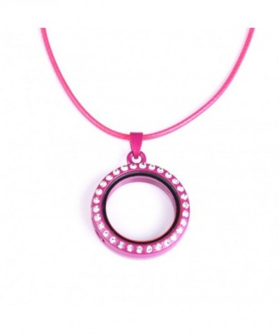 Colorful Rhinestone Memory Lockets Pink