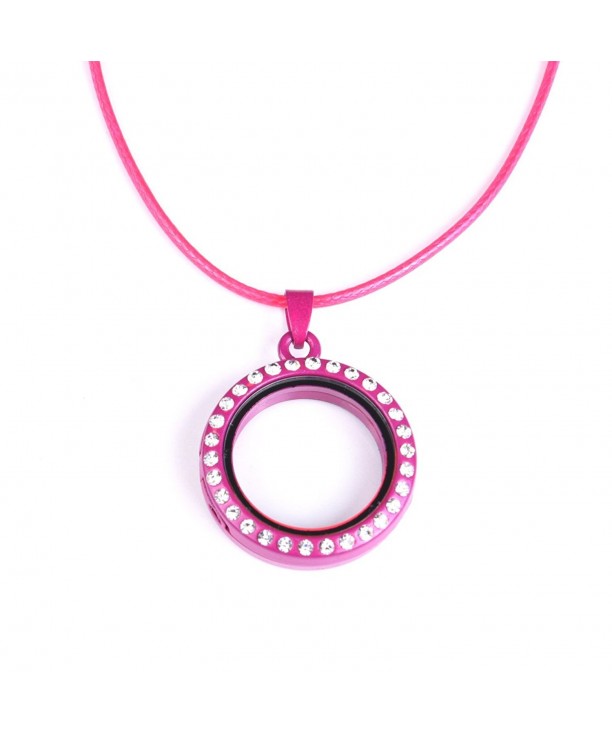 Colorful Rhinestone Memory Lockets Pink