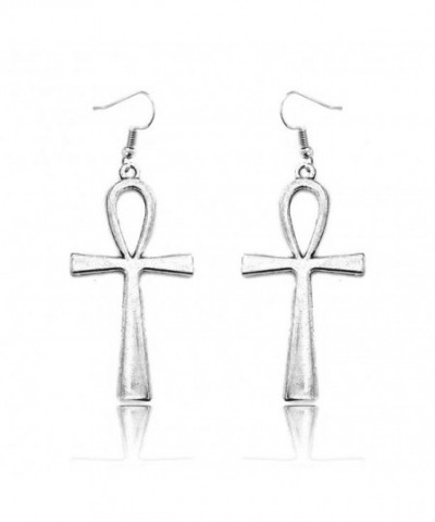 Silver Egyptian Ankh Drop Earrings