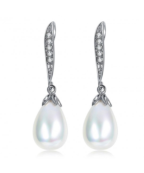 Simulated Plated Wedding Dangle Earrings