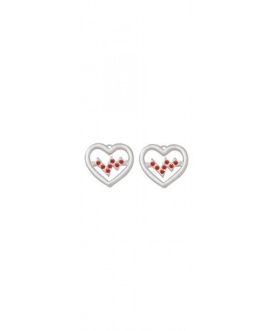 Small Red Crystal Heartbeat Earrings