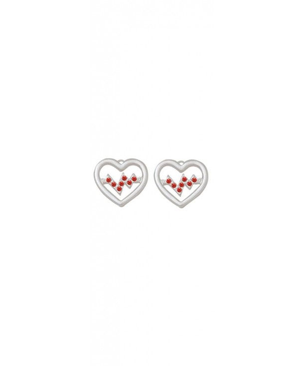 Small Red Crystal Heartbeat Earrings