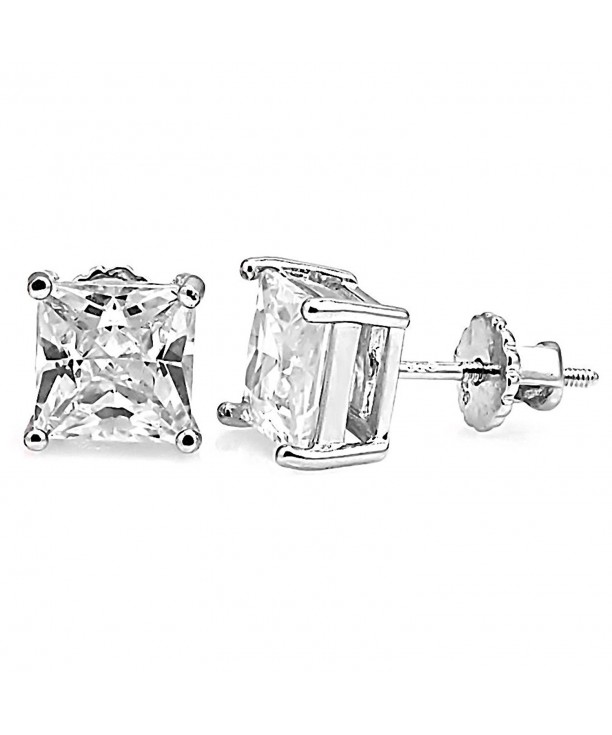 Kara Princess Screw Back Earrings Sterling