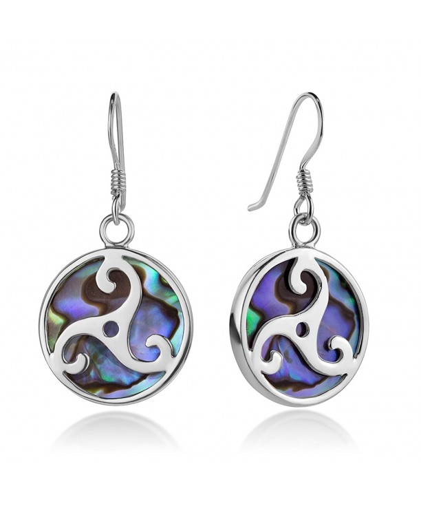 Sterling Triskele Triskelion Abalone Earrings