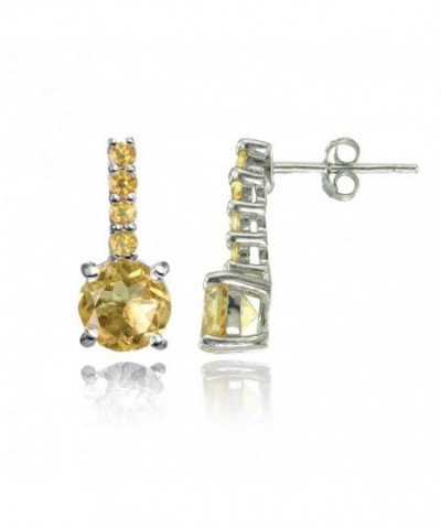 Sterling Silver Citrine 5 Stone Earrings