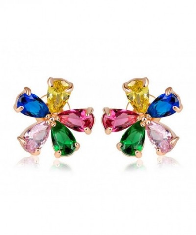 UDORA Flower Zircon Earrings Multi