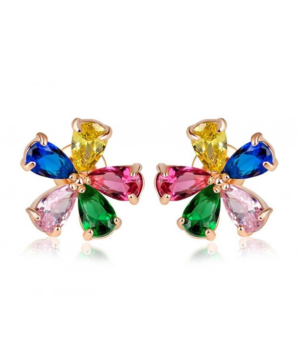 UDORA Flower Zircon Earrings Multi