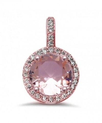 Sterling Silver Morganite Zirconia Pendant