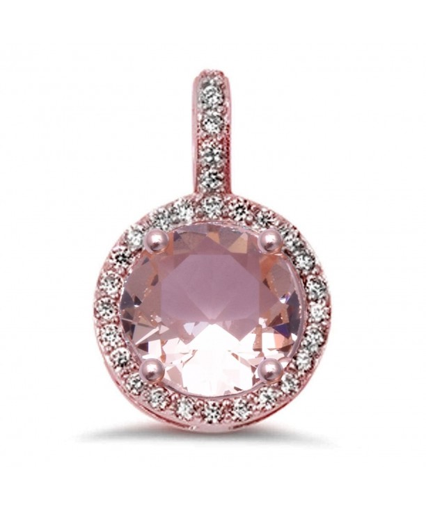 Sterling Silver Morganite Zirconia Pendant