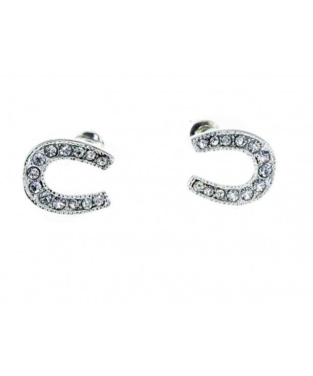 Silver Horseshoe Stud Earrings Fashion