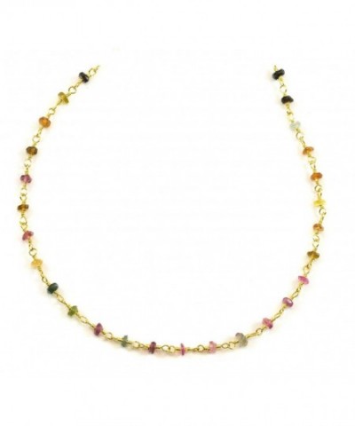 Filled Tourmaline Necklace Watermelon Goldtone