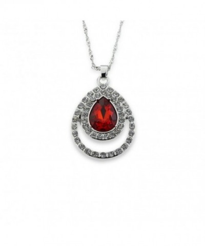 Red Birthstone Pendant Necklace Simulated