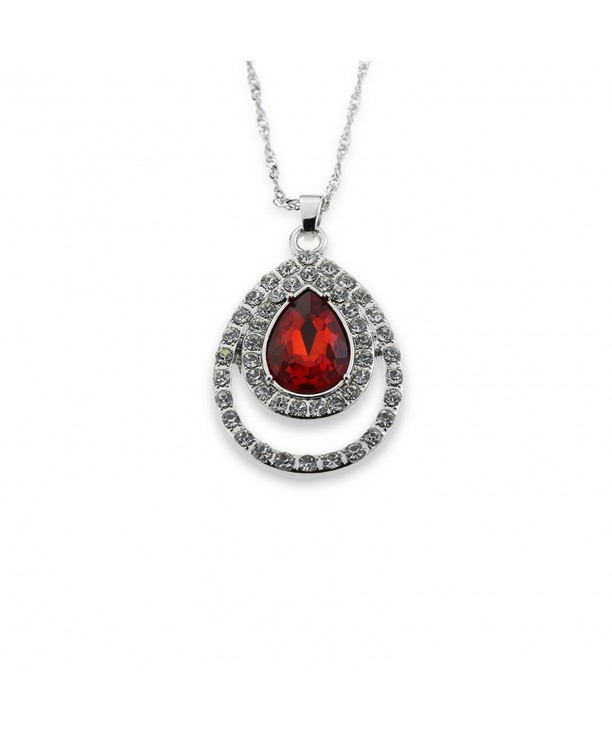 Red Birthstone Pendant Necklace Simulated