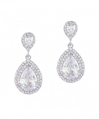 EVER FAITH Zirconia Earrings Silver Tone