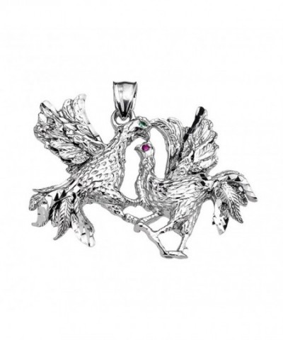Sterling Silver Fighting Roosters Pendant