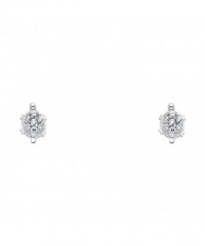 White Gold Turtle Earrings Screw