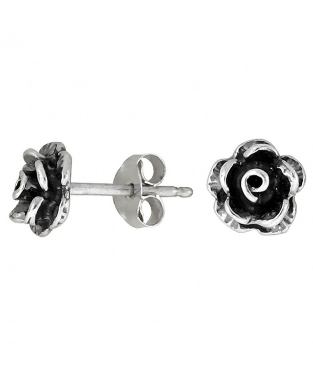 Tiny Sterling Silver Rose Earrings