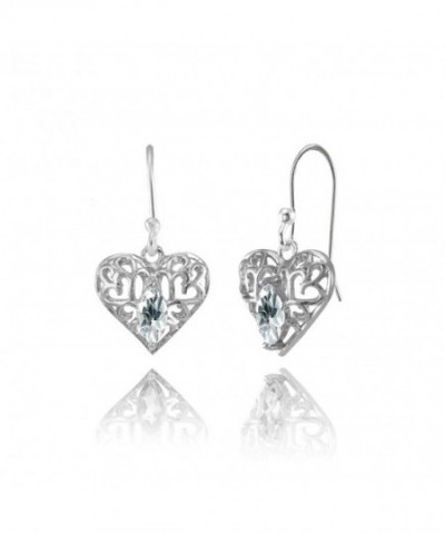 Sterling Aquamarine Marquise Filigree Earrings