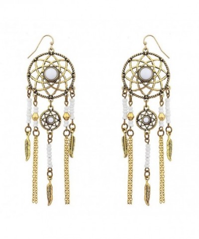 White Navajo dream catcher dangle earrings CR12GFDT37D